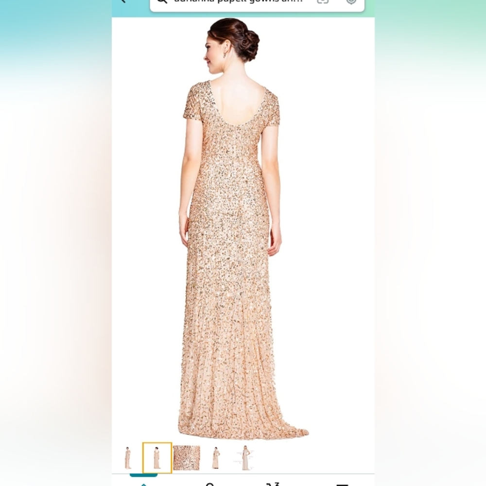 Adrianna papell women's short sleeve all over sequin gown